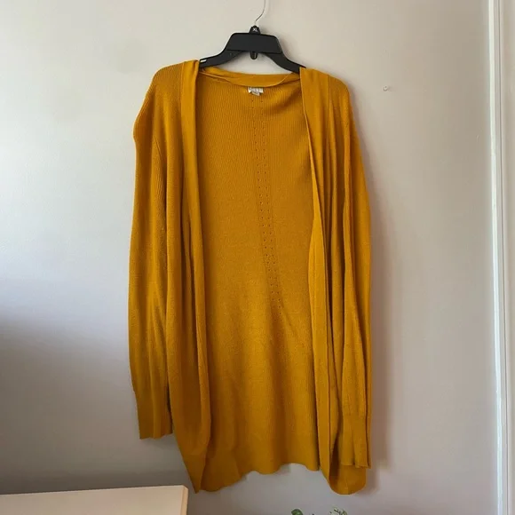 oversized long mustard yellow cardigan - Picture 1 of 2